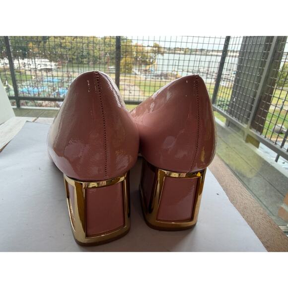 Statement Women's Blink Pump blush gold Preppy, Party dress block heel size 8 - Picture 9 of 9
